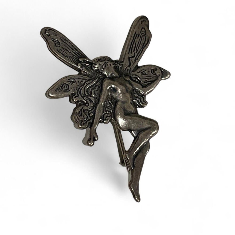 Sterling Sliver Art Nouveau Nymph Fairy Brooch Pin Vintage Marked